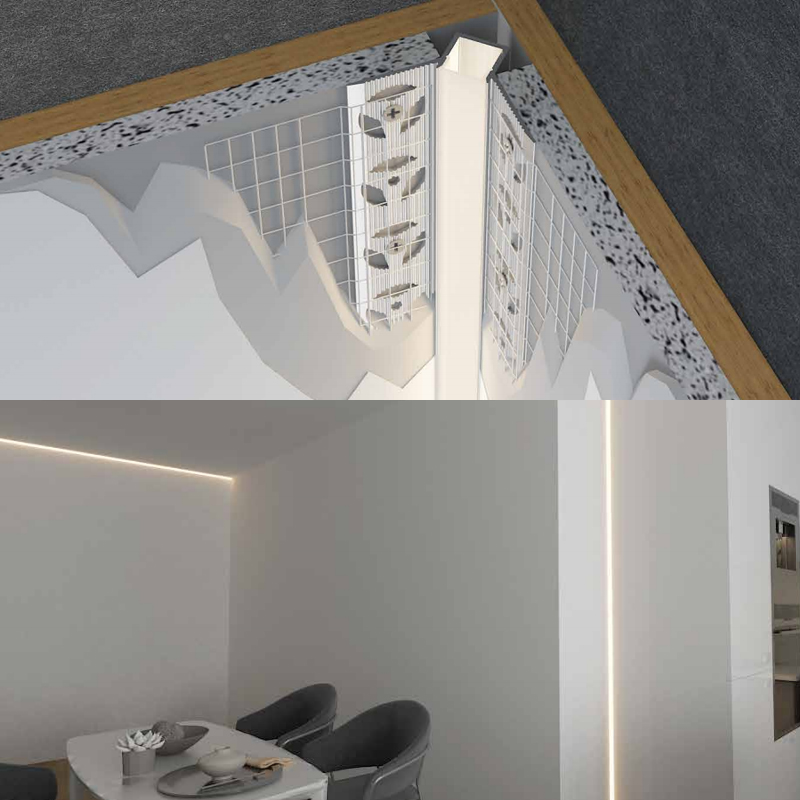 Plaster In LED Metal Inside Corner Trim Profile
